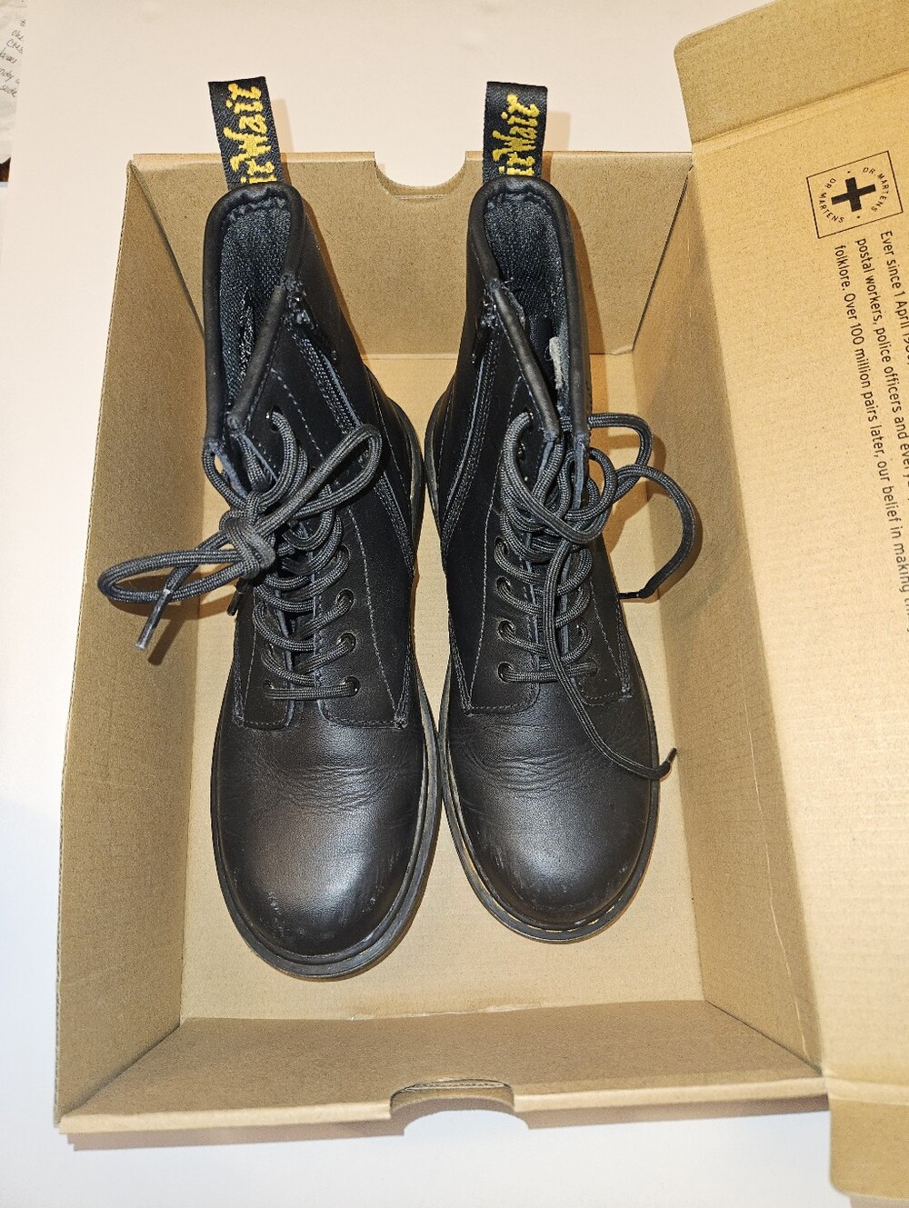 Dr Martens 1460 Y Black Leather Lace-Up Combat Ankle Boots Youth Sz 6 (W 7.5-8) - Picture 3 of 7